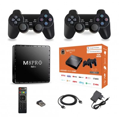 Игровая приставка AndroidTV+Game Box M8PRO Mini + 2 джойстика