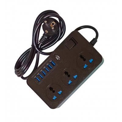 Удлинитель AR-CP02 на 3 розетки c 6-ю USB портами 2м